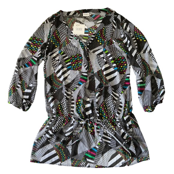 Gottex Silver Sheer Multicolor Geometric Swim Cover | L NWT - Picture 1 of 10